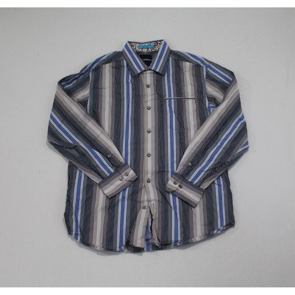 Tommy Bahama Men Blue Shirt Button Up Striped Size Meduim - Picture 1 of 7